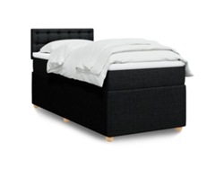Cama Box Spring Con Colchón Tela Negro 90x190 Cm