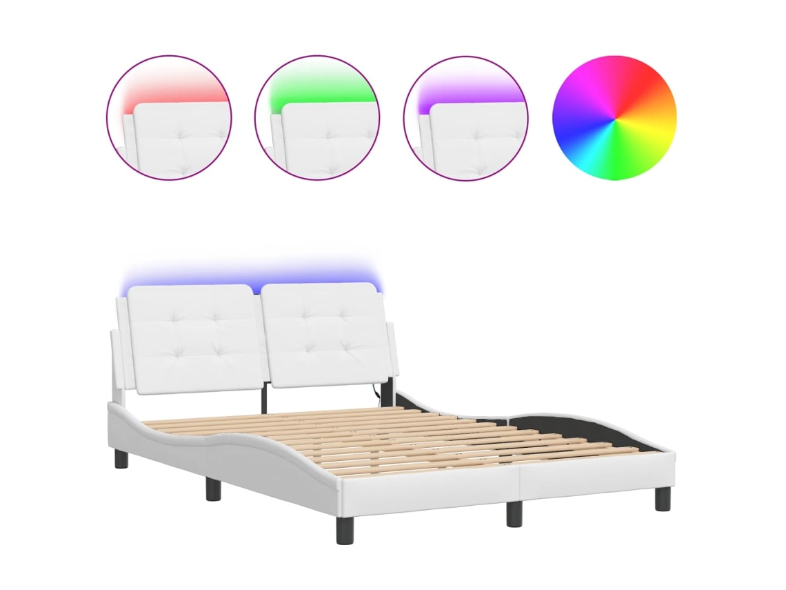 Maison Exclusive - Estructura De Cama Con Led Sin Colchón Zadar Blanco 120x200 Cm