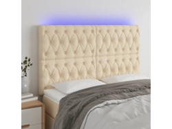 Cabecero Con Luces Led Tela Crema 144x7x118/128 Cm
