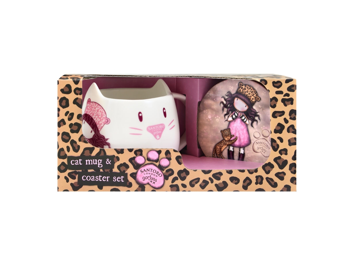 Purrrrrrfect Love Kop Kop Base Base para Tazas 2 Piezas Leopardo de Cerámica