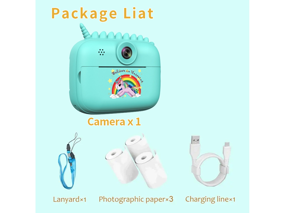 Cámara De Fotos Instantánea Para Niños,Cámara De Impresión Térmica Azul Hd-S5 CHRUI