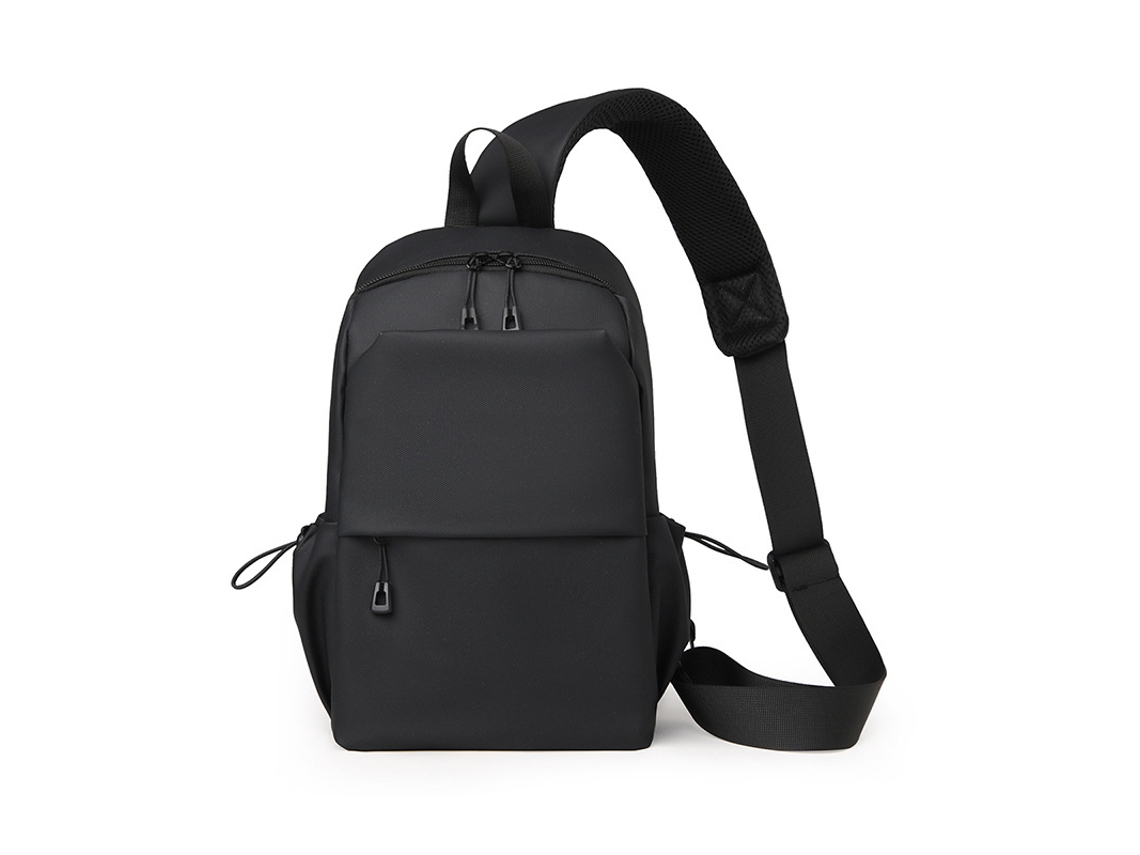 Bolso bandolera negro para el pecho, de estilo casual, versátil y elegante, con gran capacidad.