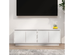 Mueble de Armario Tv 110X34X40 Cm Madera de Pino Maciza Blanco