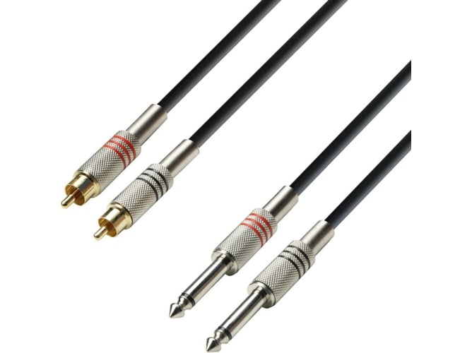 Cable de Audio ADAM HALL (RCA - Jack 6.3mm - 6 m - Negro)