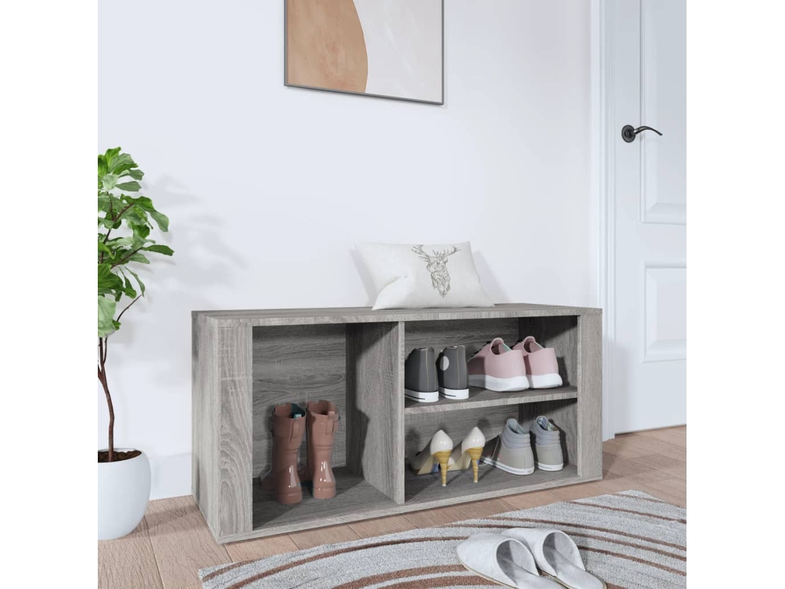 Mueble Zapatero | Armario Zapatero Madera Contrachapada Gris Sonoma 100x35x45 Cm
