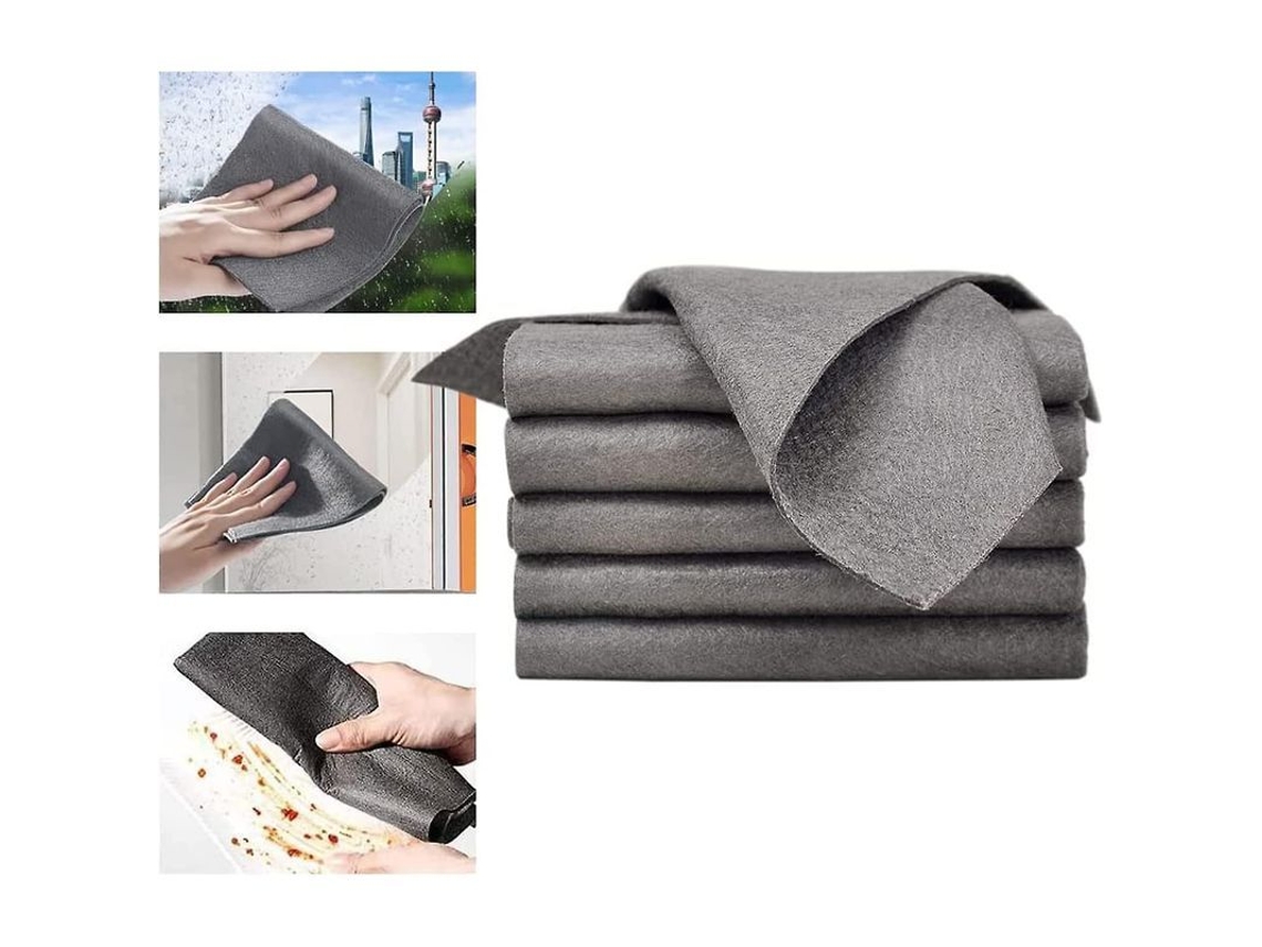 2026-5 Paños De Limpieza De Microfibra Espesorados, Sin Rayas, Reutilizables Para Vidrios, Cocina Y Coche