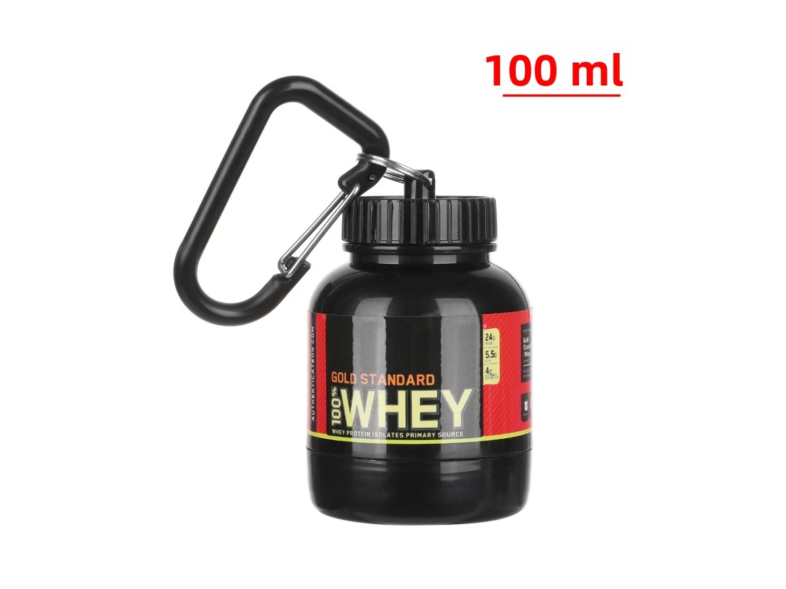 Mini Botella De Agua De Proteína Portátil (negra) Con Llavero, Embudo De Salud Y Vaso Pequeño.