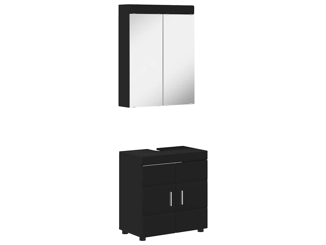 Juego de muebles de baño Tulum de madera procesada negra