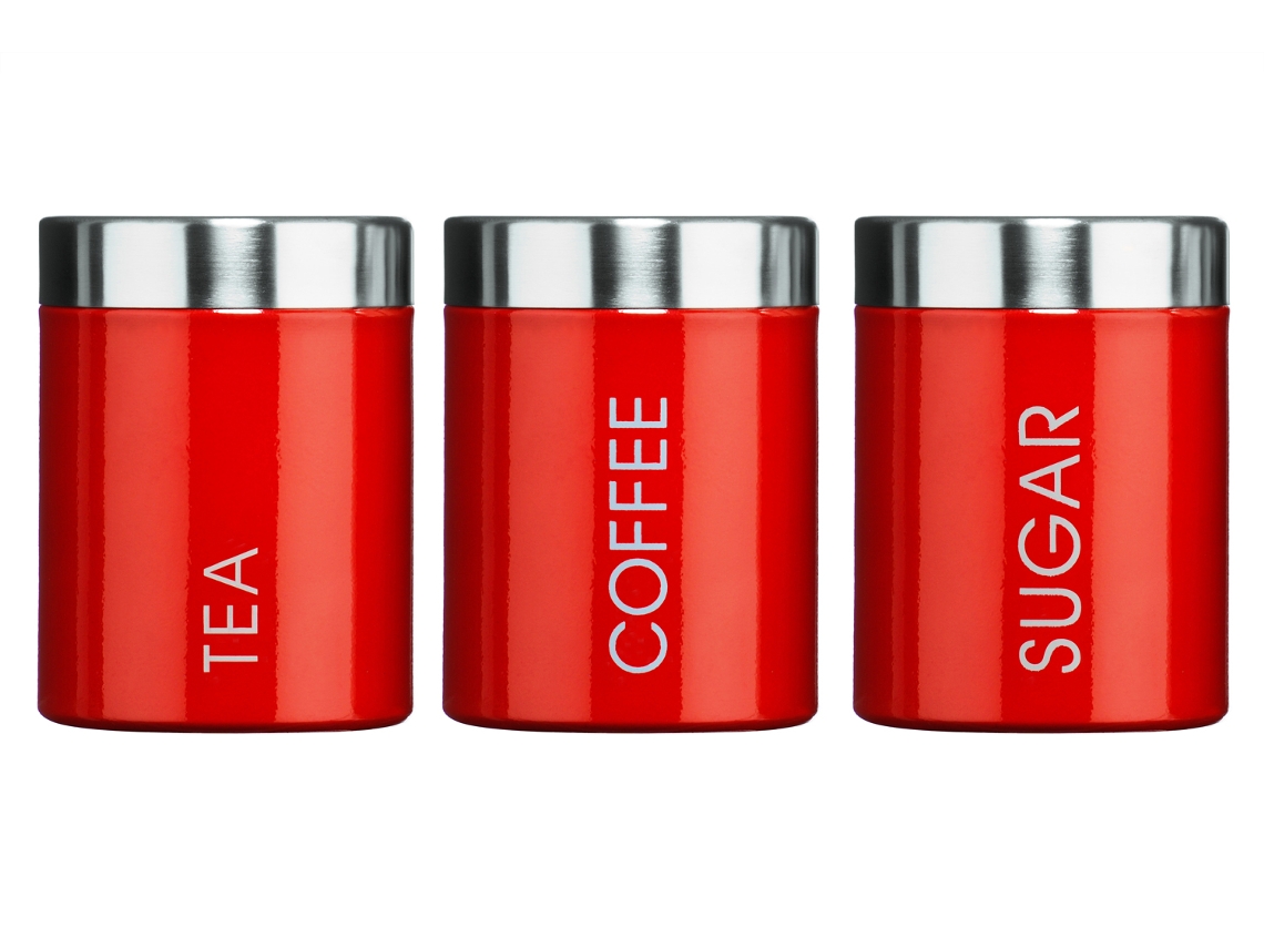 Tea Coffee And Sugar Canisters Red PREMIER HOUSEWARES