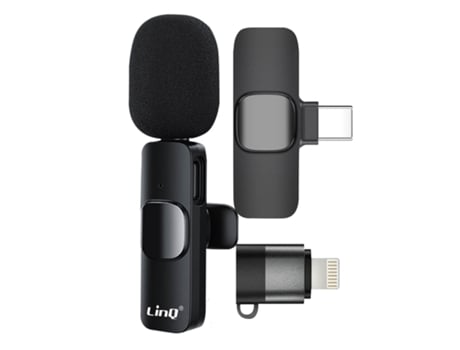 Micro inalámbrico LINQ con reducción de ruido Adaptador USB C y Lightning Negro