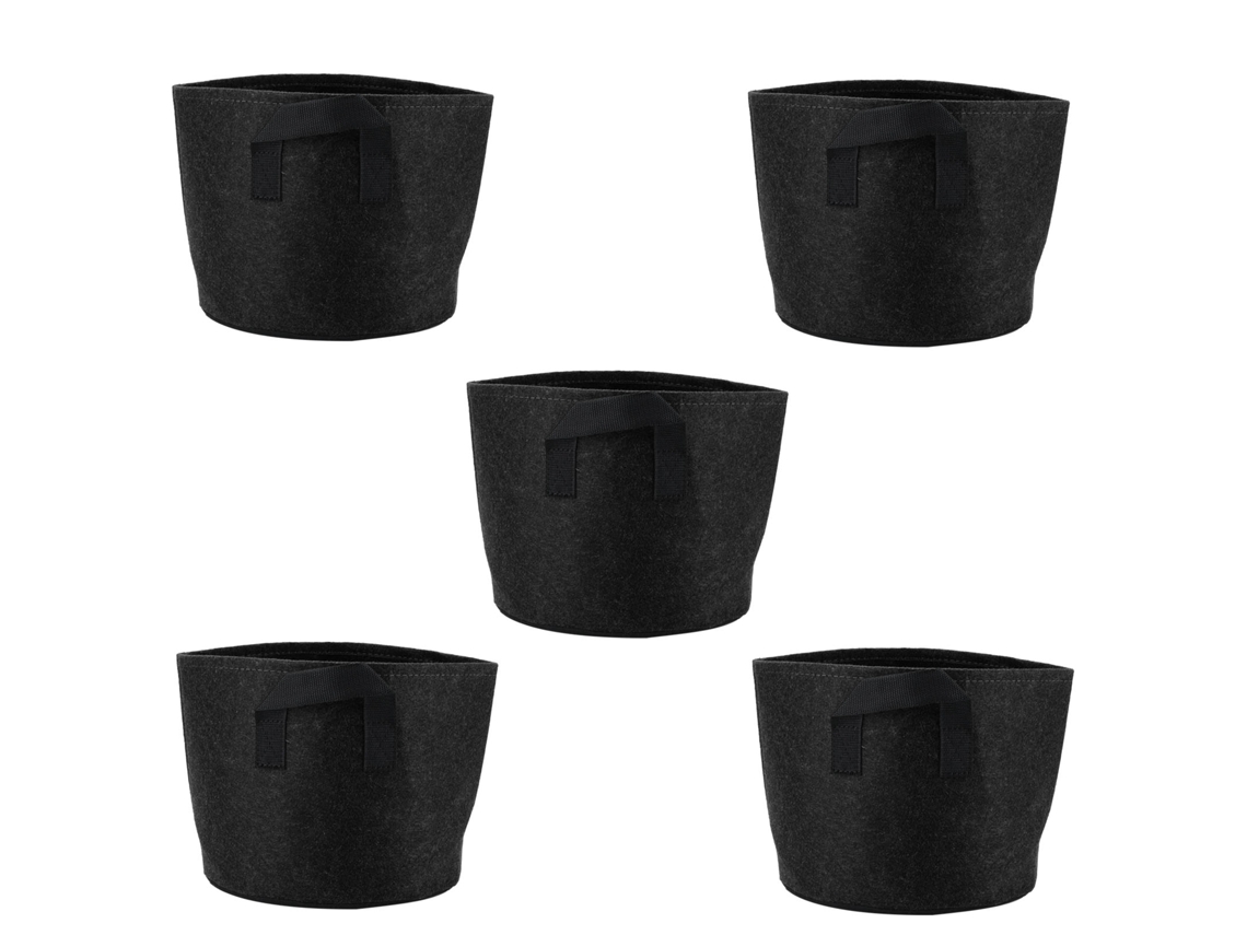 5 bolsas de cultivo de 3 galones de tela no tejida, color negro