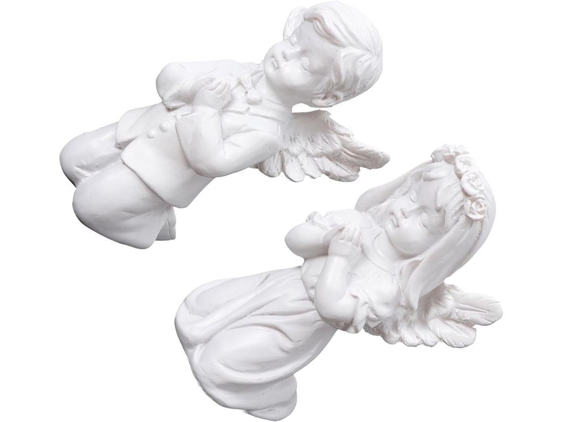 Estatuas Ángeles Adorables Resina Blanca Superficie Diseño Adorno Romántico Bodas Regalos Cumpleaños Lisa Pie