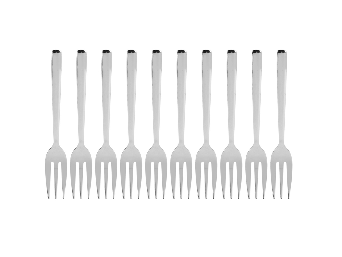 Juego de 12 tenedores multifuncionales de acero inoxidable para degustar aperitivos, pasteles, postres, ensaladas y frutas.