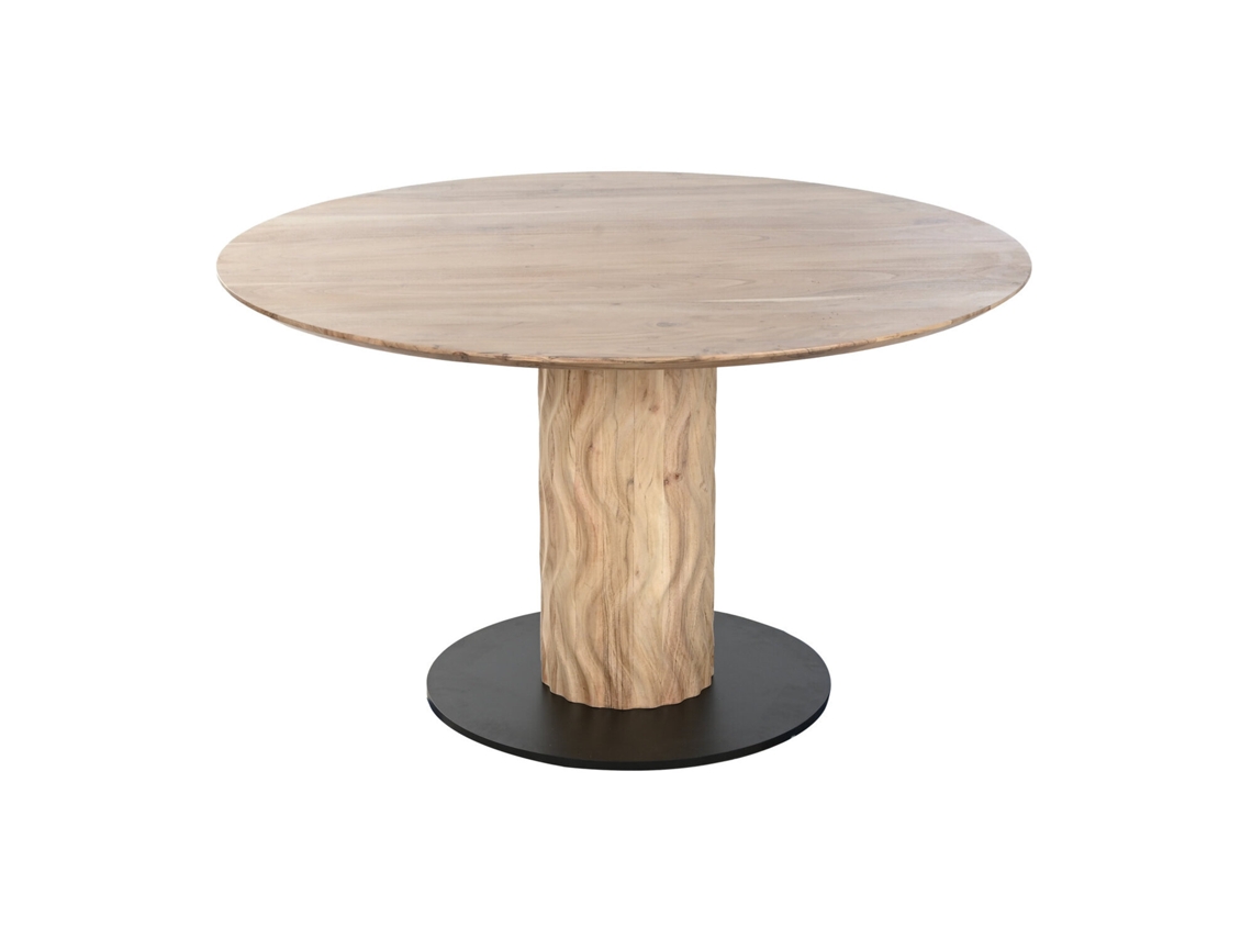 Mesa Redonda Comedor Acacia Metal 130x130x76cm