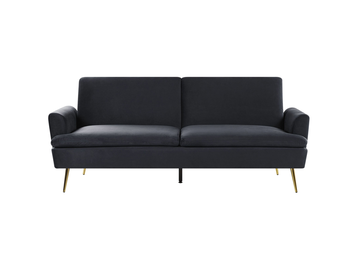 Sofá cama BELIANI Vettre de Terciopelo Negro 210x84x88