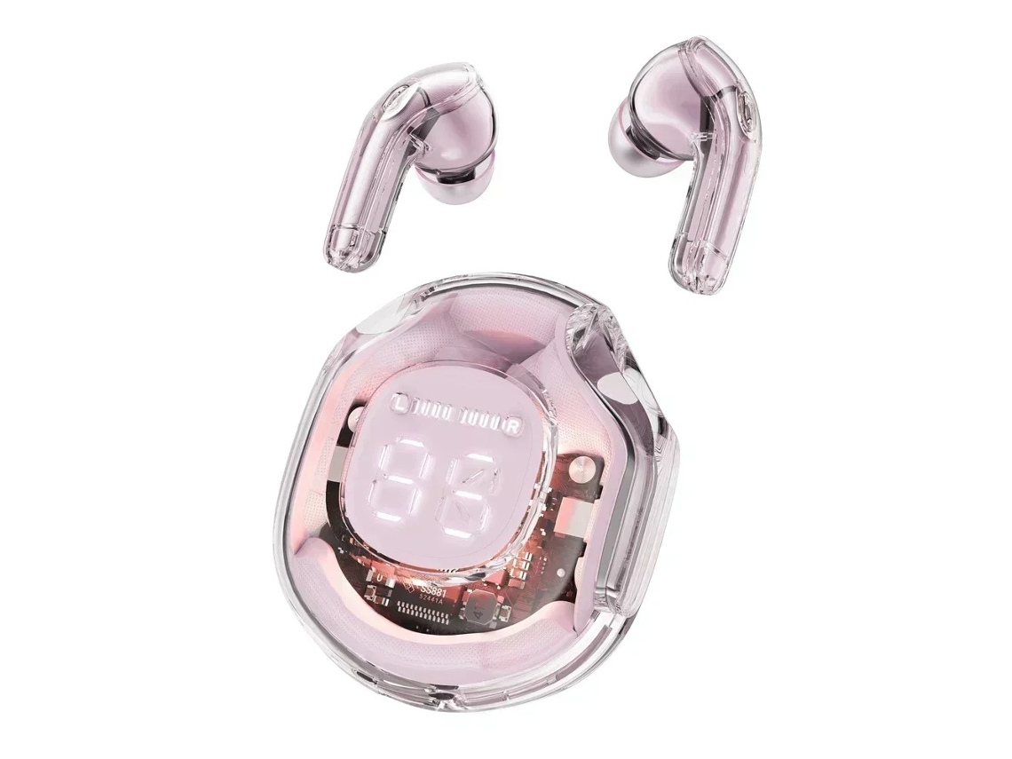 Fones de Ouvido Sem Fio Tws Bluetooth 5.3 com Cancelamento de Ruído e Controles de Toque. MDUG (rosa)