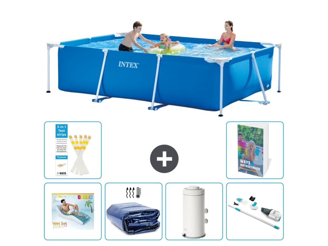Intex Piscina Com Estrutura Retangular - 300x200x75 Cm - 7-peças S87