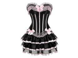 Conjunto Sexy De Corsé Sobre El Busto Y Falda Tutú Para Mujer, Tallas S-6xl Con Lazo, Poliéster Y Elastano.