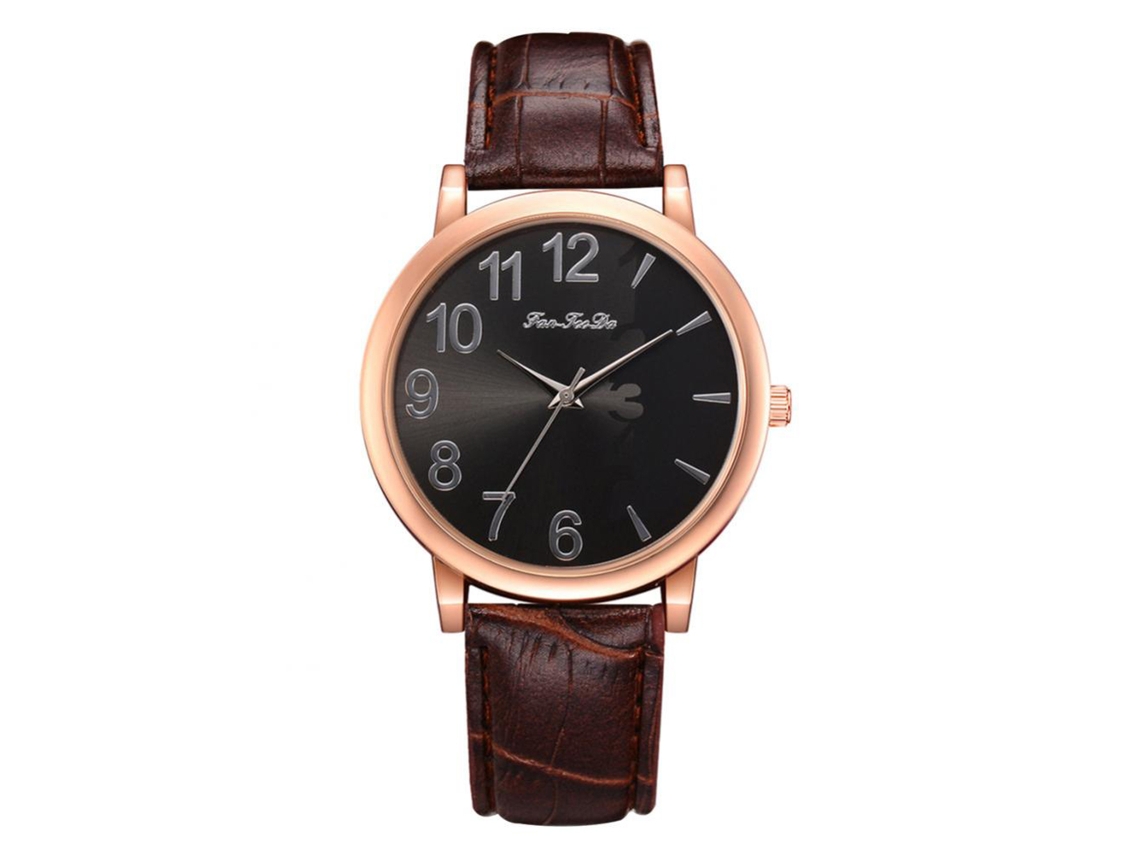Reloj De Pulsera Informal De Cuarzo Con Diamantes De Imitación Disu Y Correa Redonda Sencilla De Piel Sintética (rojo)