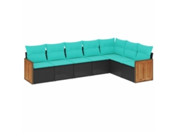 Maison Exclusive - Conjunto De Sofá De Jardín De 7 Piezas Con Cojines, De Poliratán Negro