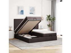 Estructura Cama Otomana Colchones Tela Marrón Oscuro 180x200cm