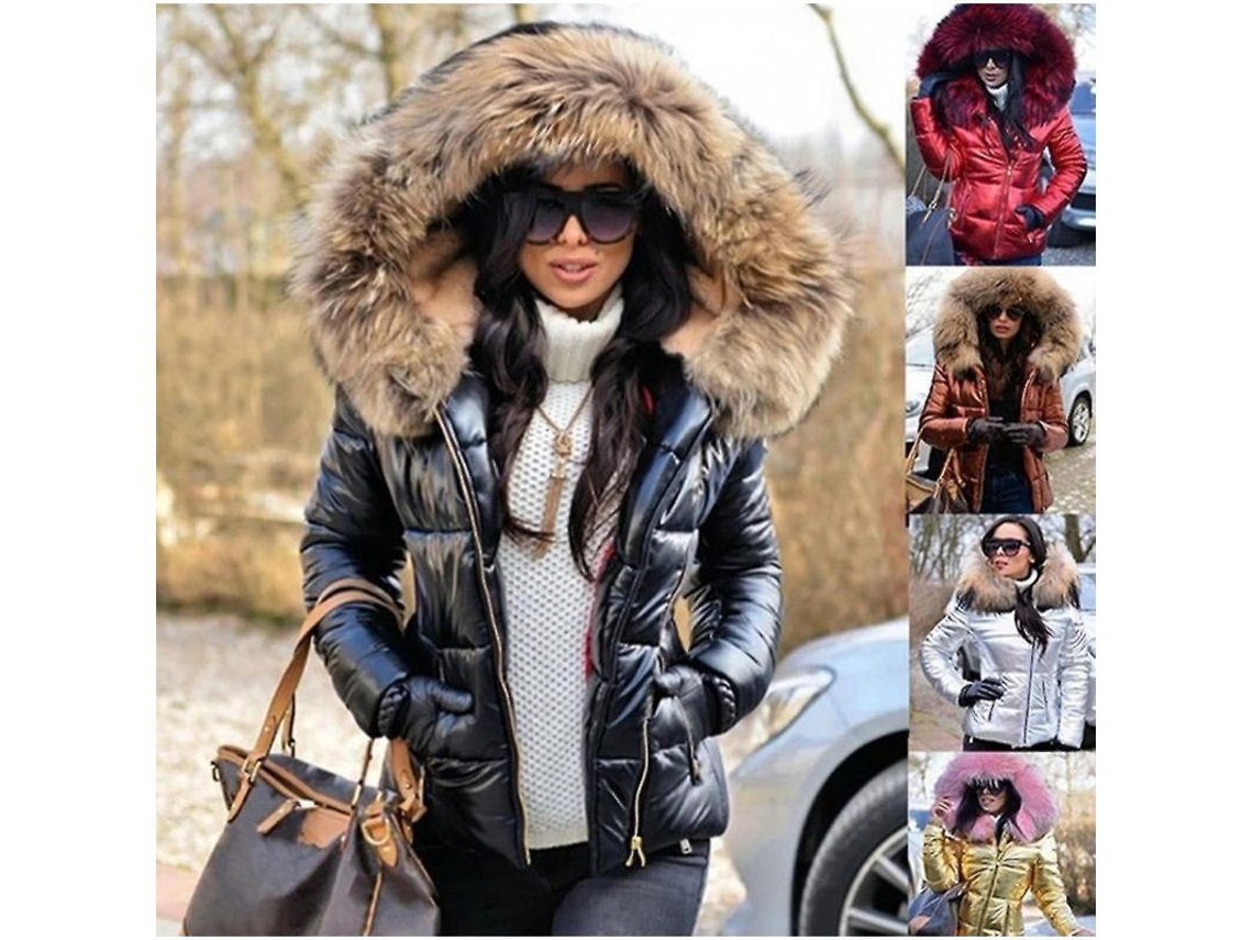 2026-abrigo De Invierno Para Mujer Con Capucha De Pelo Falso, Chaqueta Acolchada Gruesa Con Cremallera Y Bolsillos Impermeable