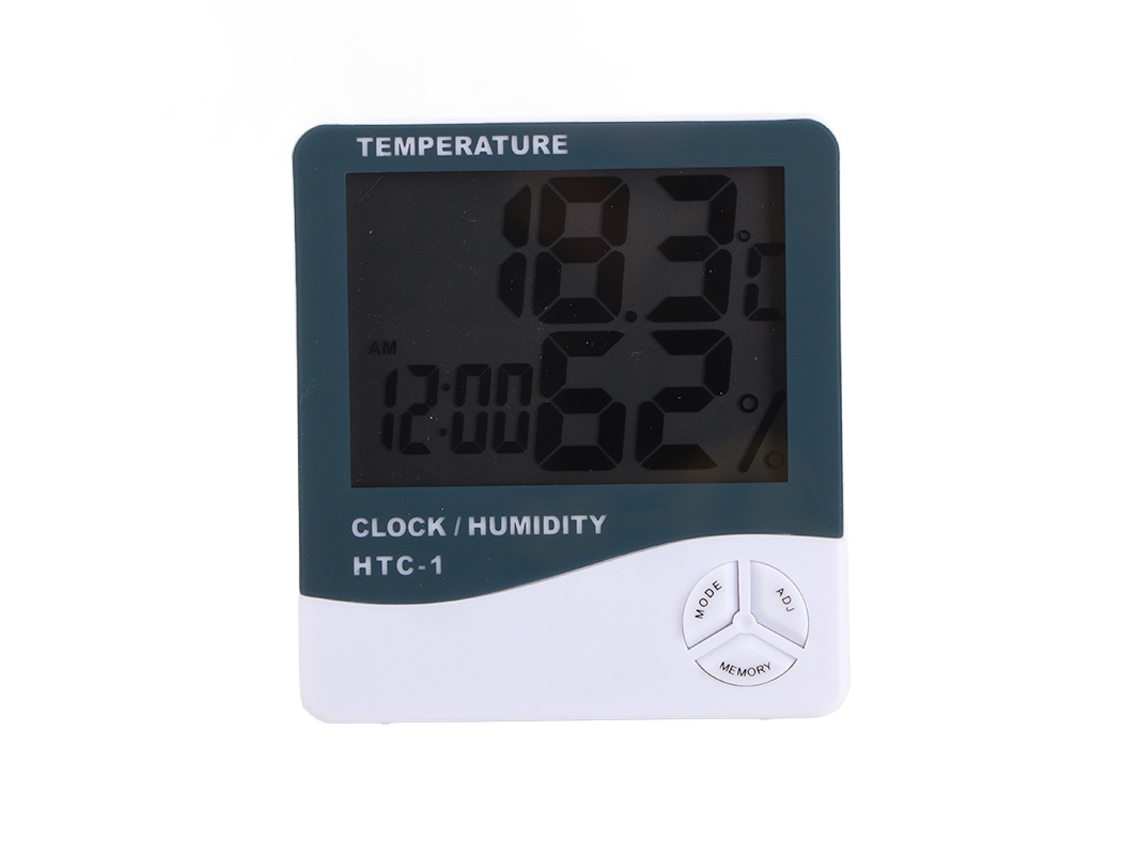 Termómetro De Humedad Plástico Medición Precisa Pantalla Grande Display De Tiempo Interior Htc-1