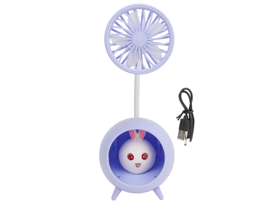 Lámpara De Escritorio Mini Led Con Ventilador Bonita Conejo Para Hogar Oficina Y Viajes Azul Real