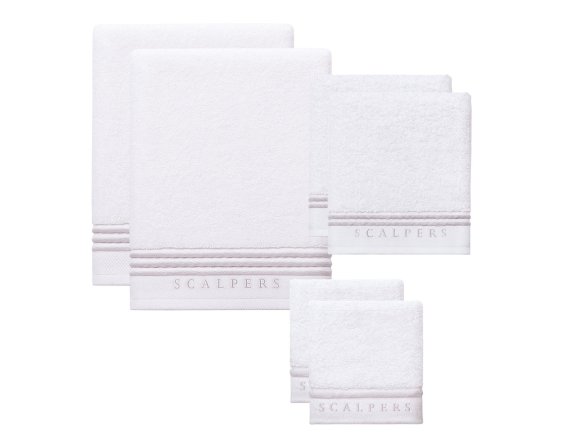 Set 6 Toallas Baño 450gsm En Algodón Blanco Con Gris Scalpers Home