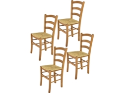 Conjunto de 4 Cadeiras T M C S Venice 320RO-169 (Castanho - 88x43x44 cm - Madeira)