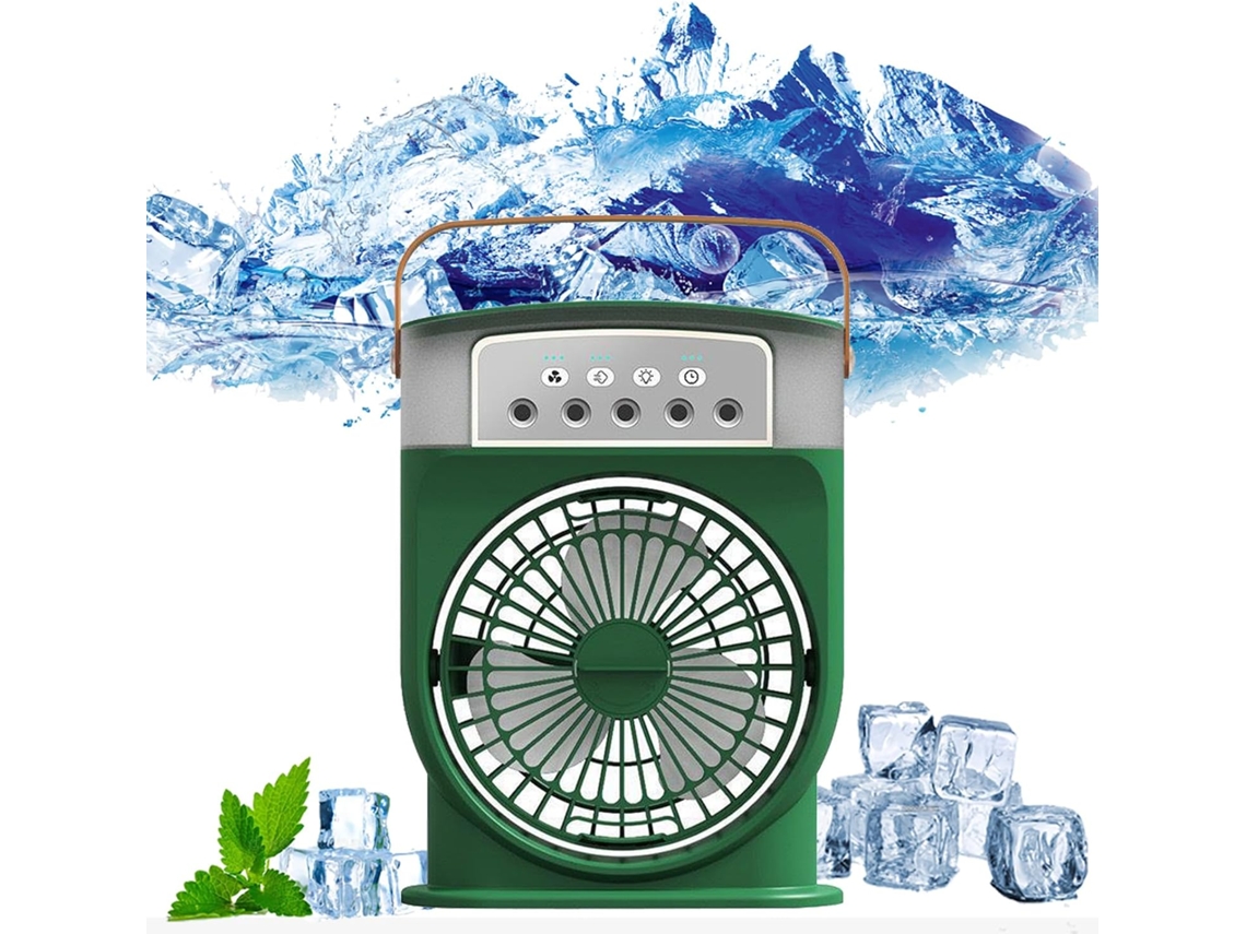 Ventilador Portátil Con Sistema De Refrigeración Por Hielo, 3 Velocidades De Viento (verde) Czhhmart