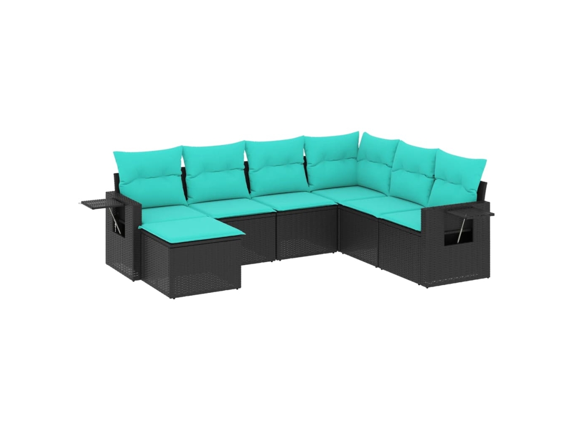 Maison Exclusive - Conjunto De Sofá De Jardín De 7 Piezas Con Cojines, De Poliratán Negro