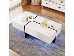 Mesa de centro con estructura de mármol blanco y tablero negro QINGYU TECH (100x50x34,5 cm)