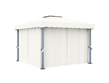 MAISON EXCLUSIVE Cenador con cortina blanco crema aluminio 3x3 m