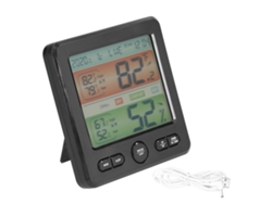 Medidor de Temperatura e Umidade Indoor com Tela Grande e Relógio Digital TS6211 Preto | S/MARCA