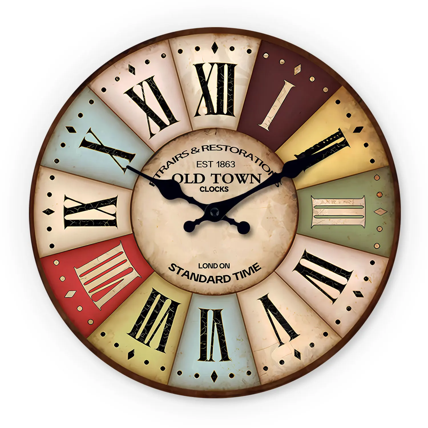 Reloj De Pared De Madera Con Diseño De 20 Pulgadas, Cronometraje Silencioso.