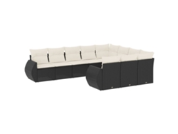 Maison Exclusive - Set De Sofás De Jardín 10 Pzas Cojines Ratán Sintético Negro