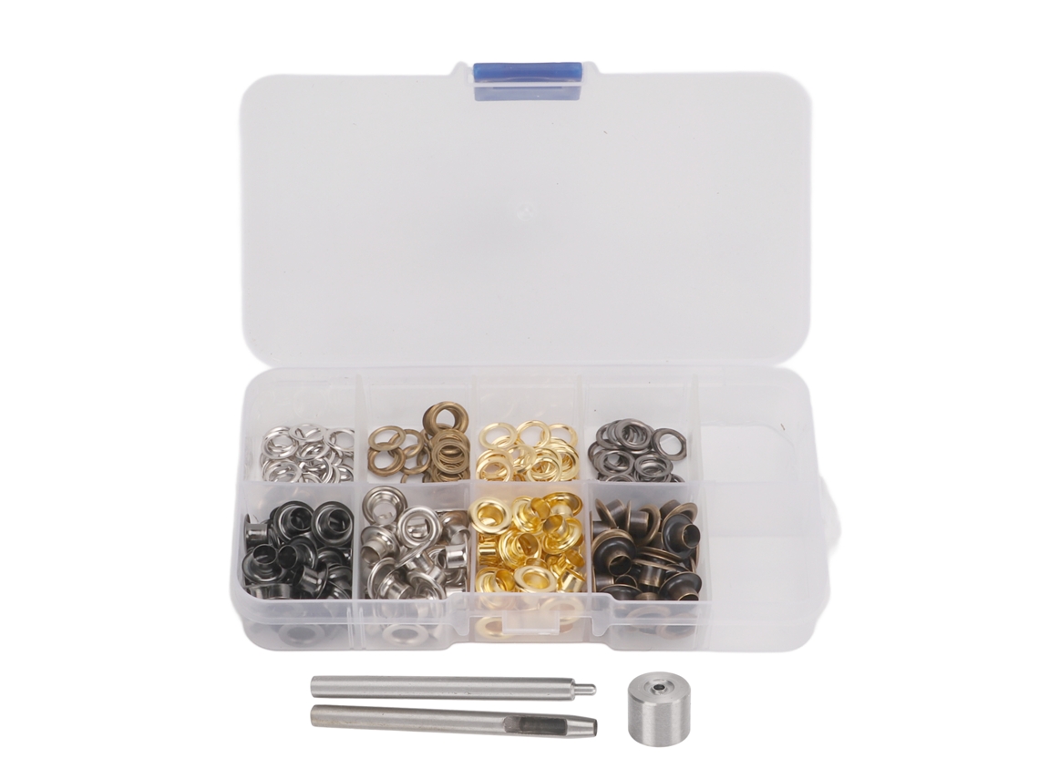 Kit De Herramientas Para Ojales De Hierro Y Cobre De 5 Mm Con Estuche De Almacenamiento Para Pantalones, Bolsos, Sombreros Y Cinturones.