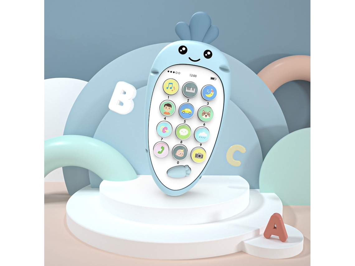 Brinquedo Celular De Silicone Para Bebê Interativo Forma De Cenoura Azul