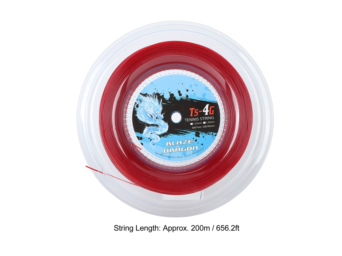 Hilo De Tenis De Poliéster, Rollo De 200 M, Ts 4g, 1,25 Mm, Para Gimnasio Y Deportes Al Aire Libre, Color Rojo.
