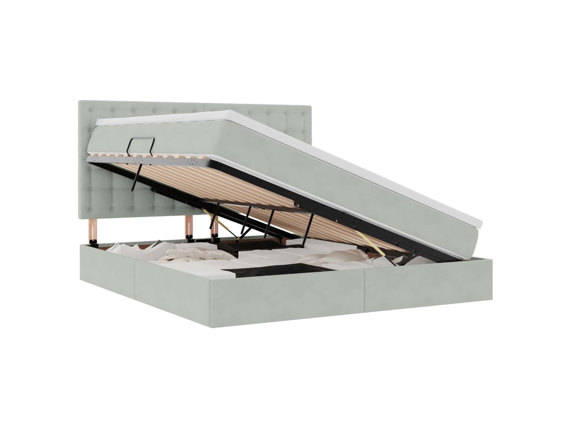 Maison Exclusive - Cama Con Almacenamiento Y Led Con Led Gris Claro 180 X 200 Cm