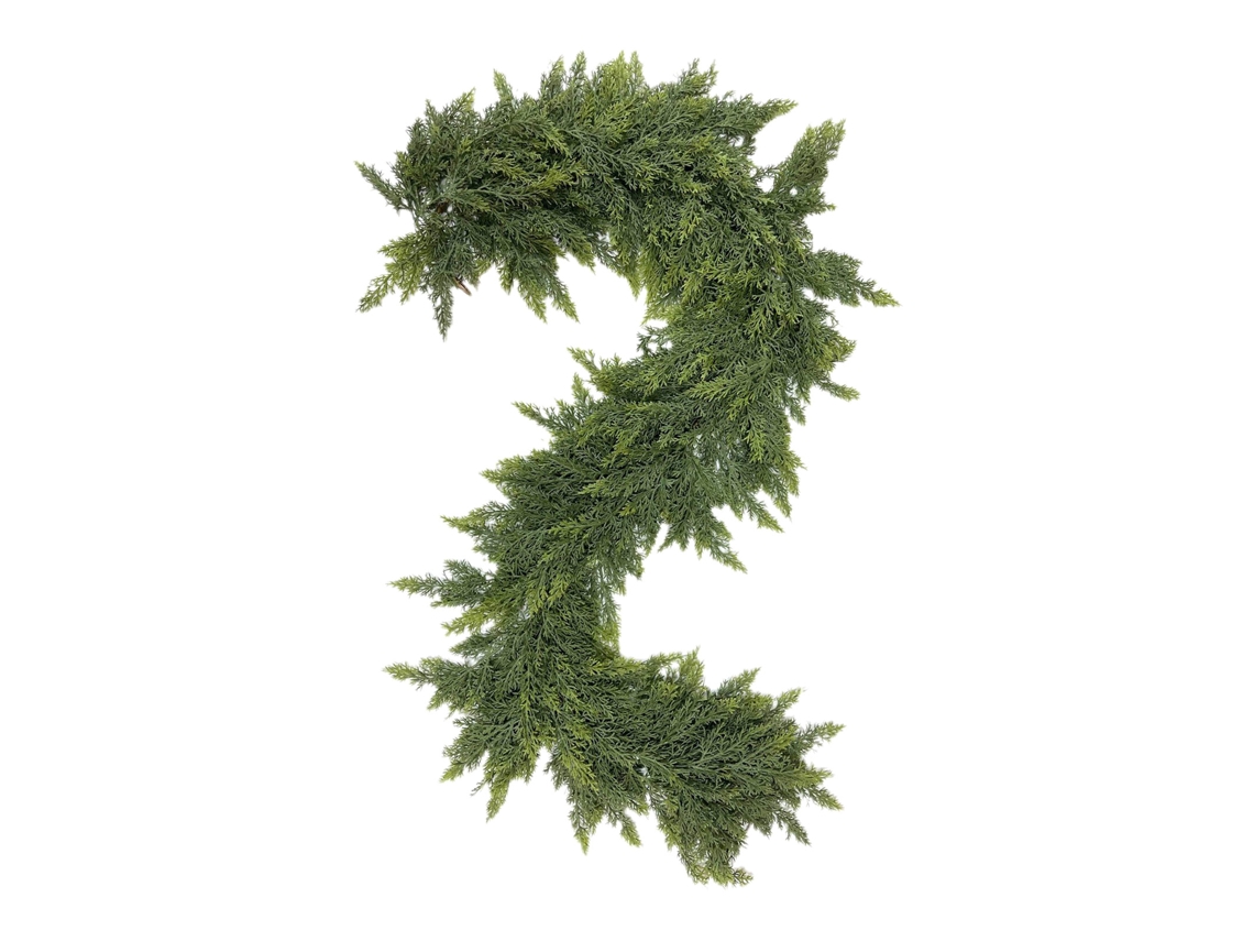 Guirnalda artificial de cedro verde Baok PE de 2,7 m/8,9 pies para decoración navideña en el hogar, chimenea y fiestas.
