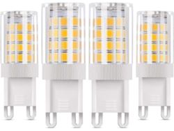 Rebe-bombilla Led G9, 5w Equivalente A 50w Halógeno, 4 Unidades, Blanco Cálido 3000k, Ángulo 360°, Ac85-220v, 360lm, No Regulable