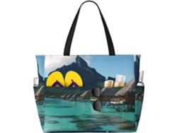 Bolso De Playa Impermeable Poliéster Con Cremallera Bolsillos Gimnasio Vacaciones