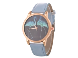 Reloj De Pulsera De Cuarzo Casual Unisex Zhoulianfa Con Patrón De Ave Azul Claro