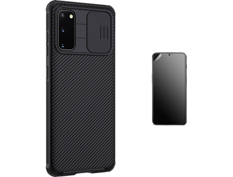 Kit Carcasa Y Protector Samsung S20 Plus Ultimatte Nillkin Camshield Negro