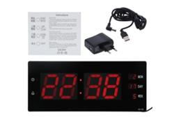 Reloj de pared Baok-Led con calendario y luz nocturna, reloj electrónico para el hogar, escritorio o laboratorio, conector UE.