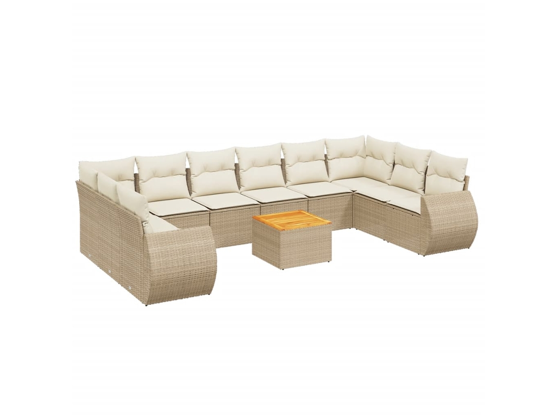 Conjunto 11 de sofás de jardín VIDAXL con cojines ratán sintético beige