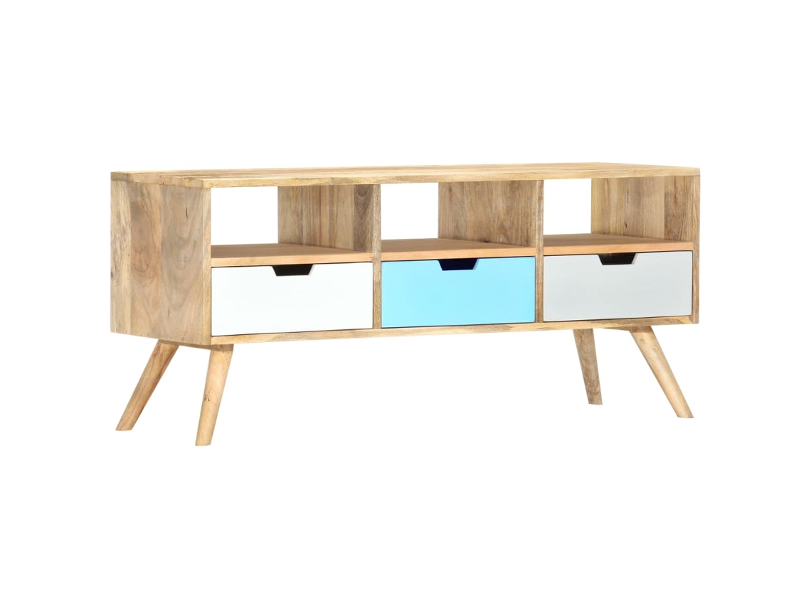 Mueble de Armario Tv 110X35X48 Cm Madera de Mango Maciza