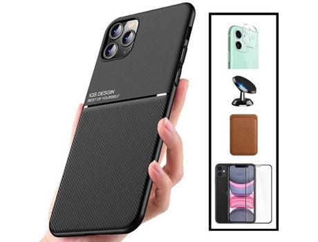 Kit Funda Magnetic Lux, Magnetic Wallet Márron, 5D Full Cover, Protector de Cámara Trasera y Soporte Magnético de Coche Xiaomi Mi 11 Lite PHONECARE...